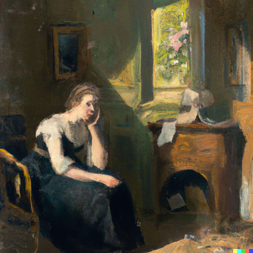 a representation of anxiety, painting from the 19th century